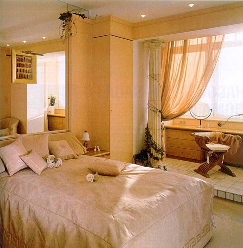 Дизайн спальни совмещенной с лоджией + фото