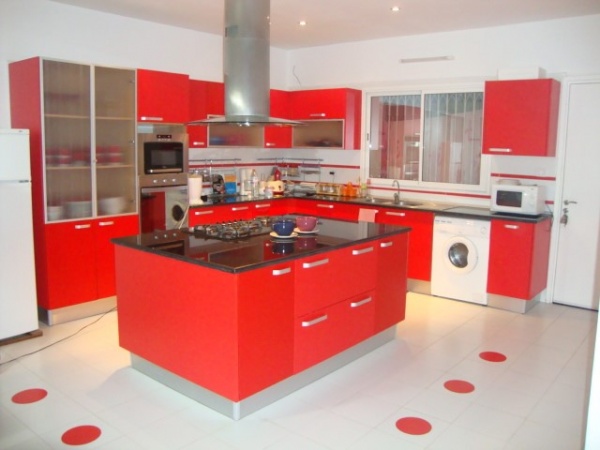 Красно-белая кухня + фото